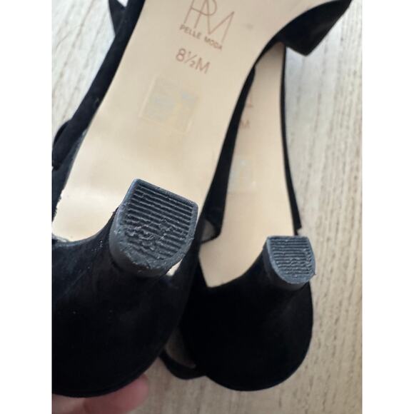 Black Suede Slingback Heels Mary Jane Strap Sz 8.5 - Picture 8 of 9